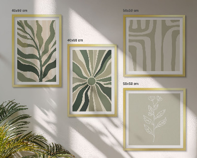 Wall art set Plant patterns green minimalism