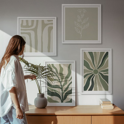 Wall art set Plant patterns green minimalism