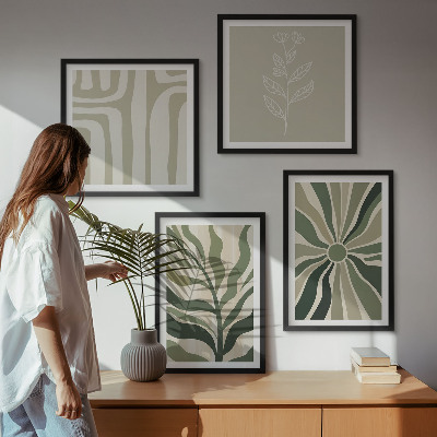 Wall art set Plant patterns green minimalism