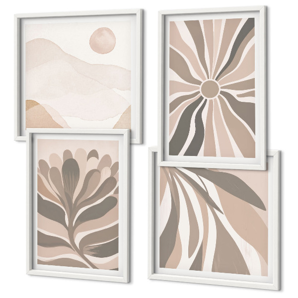Set of 4 wall art pieces Abstract plant patterns