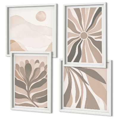 Set of 4 wall art pieces Abstract plant patterns
