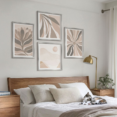 Set of 4 wall art pieces Abstract plant patterns