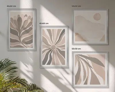 Abstract plant wall art set set of 4 pieces