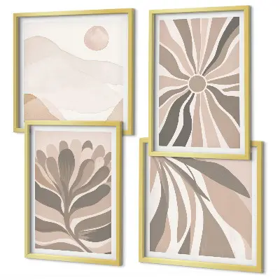 Abstract plant wall art set set of 4 pieces
