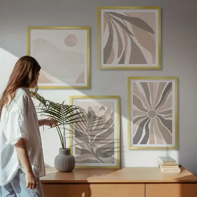 Abstract plant wall art set set of 4 pieces