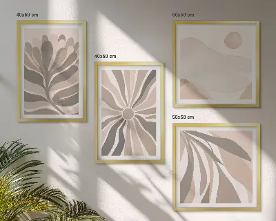Abstract plant wall art set set of 4 pieces