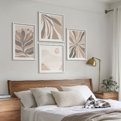 Set of 4 wall art pieces Abstract plant patterns