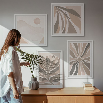 Set of 4 wall art pieces Abstract plant patterns