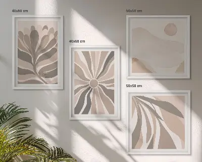 Abstract plant wall art set set of 4 pieces