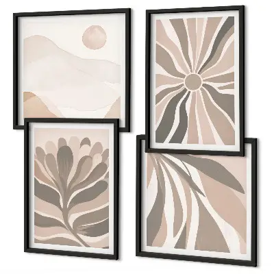 Abstract plant wall art set set of 4 pieces
