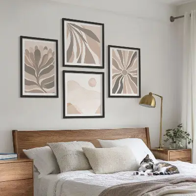 Abstract plant wall art set set of 4 pieces