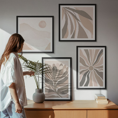 Set of 4 wall art pieces Abstract plant patterns
