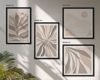 Set of 4 wall art pieces Abstract plant patterns