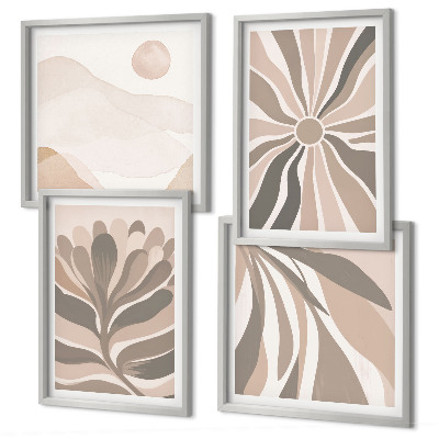 Set of 4 wall art pieces Abstract plant patterns
