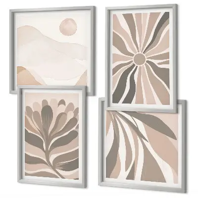 Abstract plant wall art set set of 4 pieces