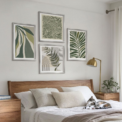 Wall art set Leaves waves pastel illustrations