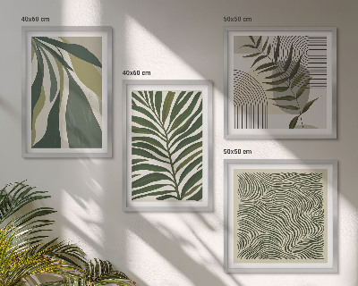 Wall art set Leaves waves pastel illustrations