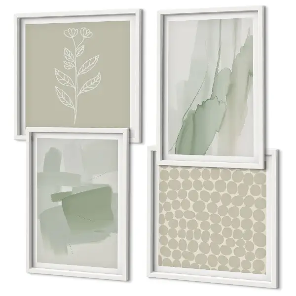 Set of 4 abstract watercolor plant wall art pieces