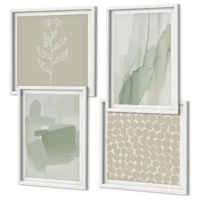 Set of 4 abstract watercolor plant wall art pieces 