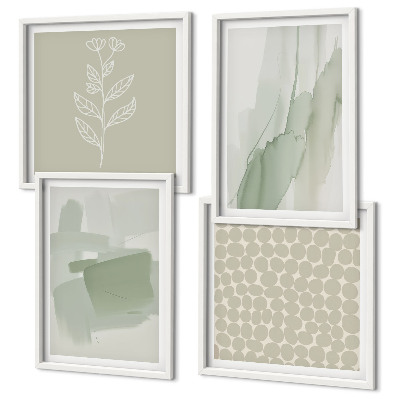 Set of 4 wall art pieces Abstract watercolor plants