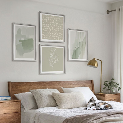 Set of 4 wall art pieces Abstract watercolor plants