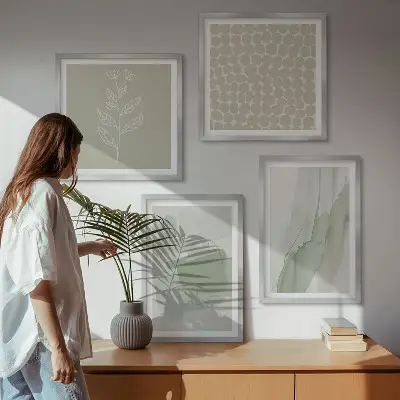 Set of 4 abstract watercolor plant wall art pieces 