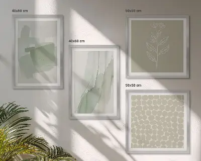 Set of 4 abstract watercolor plant wall art pieces 