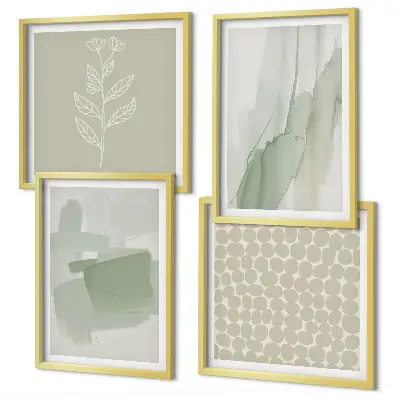Set of 4 abstract watercolor plant wall art pieces 