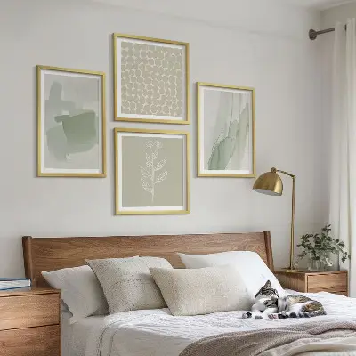 Set of 4 abstract watercolor plant wall art pieces 