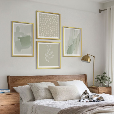 Set of 4 wall art pieces Abstract watercolor plants
