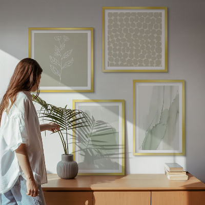 Set of 4 wall art pieces Abstract watercolor plants