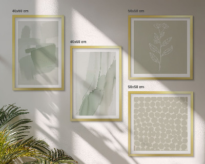 Set of 4 wall art pieces Abstract watercolor plants