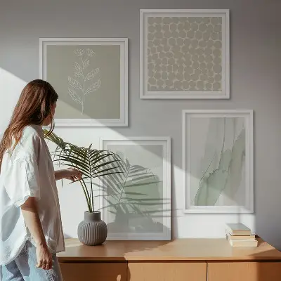 Set of 4 abstract watercolor plant wall art pieces 