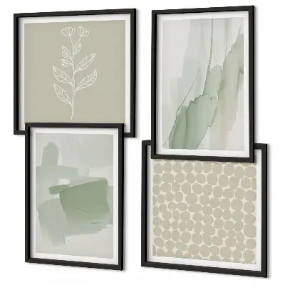 Set of 4 abstract watercolor plant wall art pieces 