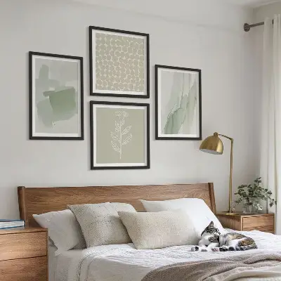 Set of 4 abstract watercolor plant wall art pieces 