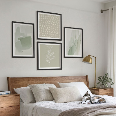 Set of 4 wall art pieces Abstract watercolor plants