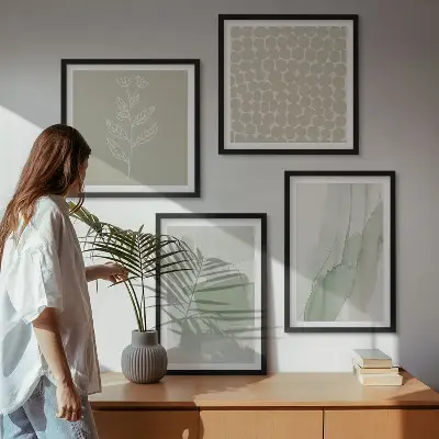 Set of 4 abstract watercolor plant wall art pieces 