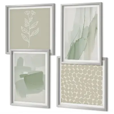 Set of 4 abstract watercolor plant wall art pieces 