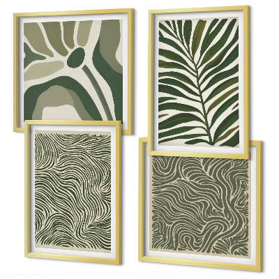 Multi-piece wall decor set Leaf patterns and wavy shapes