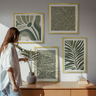 Multi-piece wall decor set Leaf patterns and wavy shapes