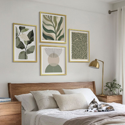 Wall art set Leaves geometric shapes abstract