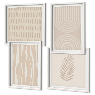 Set of 4 wall art pieces Beige plant patterns