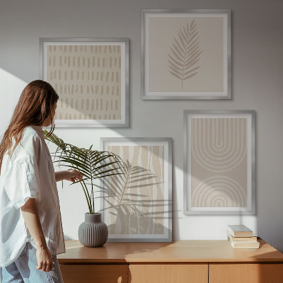 Set of 4 wall art pieces Beige plant patterns