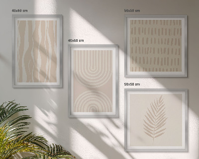 Set of 4 wall art pieces Beige plant patterns