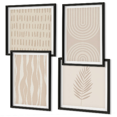 Set of 4 wall art pieces Beige plant patterns