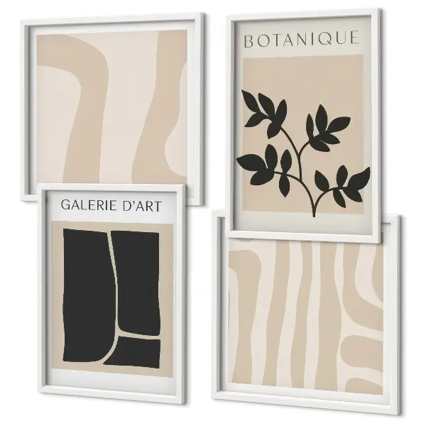 Abstract plant motifs wall art set 