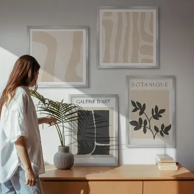 Abstract plant motifs wall art set 