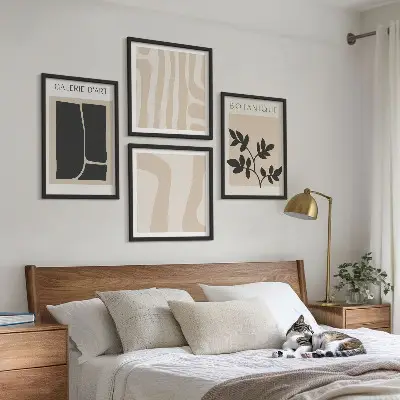 Abstract plant motifs wall art set 