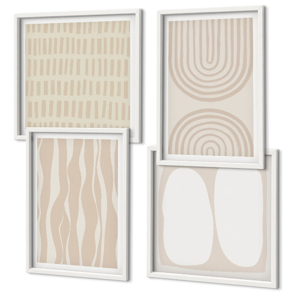 Set of 4 wall art pieces Abstract boho patterns shapes