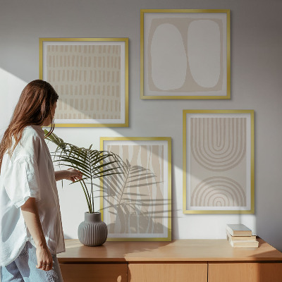 Set of 4 wall art pieces Abstract boho patterns shapes